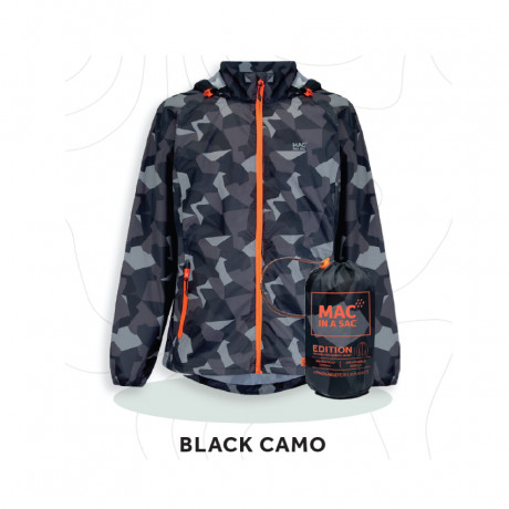 MAC Unisex packbare wasserdichte Jacke - Edition 2 Black Camo