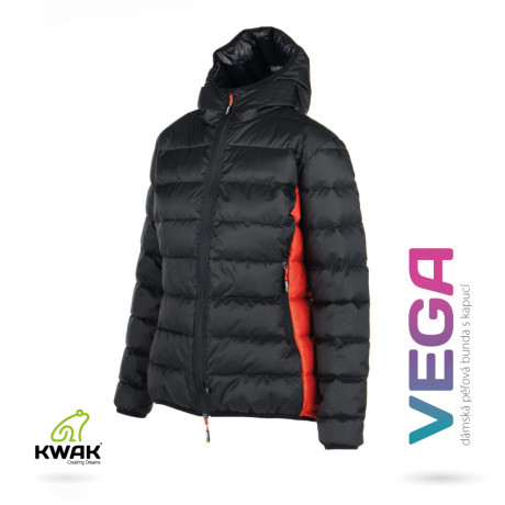 KWAK Dámská bunda péřová s kapucí a límcem Vega